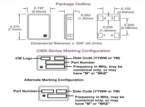 CWX825-30.0M,ConnorWinfield低抖动晶振,7050mm四脚贴片晶振