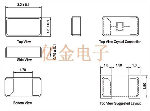 AH03200015,32.768KHZ频率晶振,智能手环设备晶振
